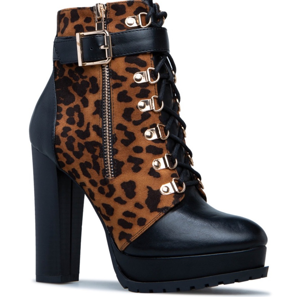 ITEM HAS SOLD Cheetah Print Hiker Bootie